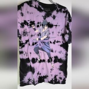"Naruto" Purple and Black Tie-Dye Graphic T-Shirt - Large